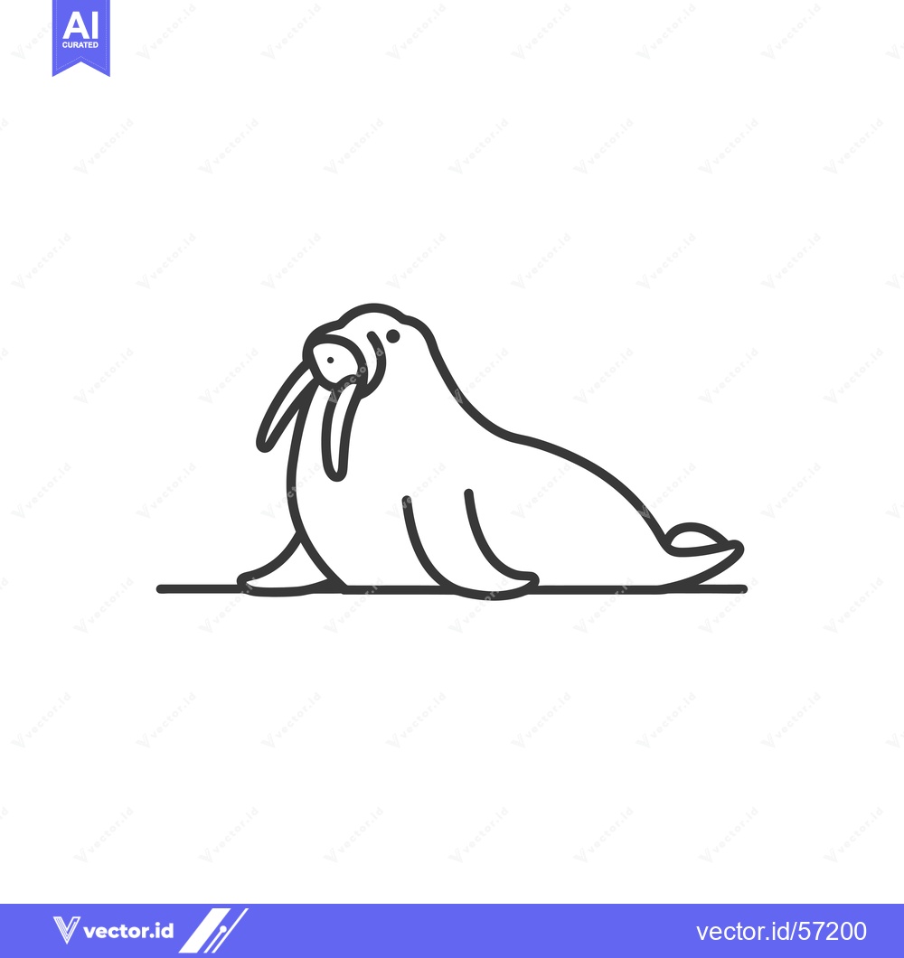 Premium Vector of Line Drawing of a Walrus with Its Tusks