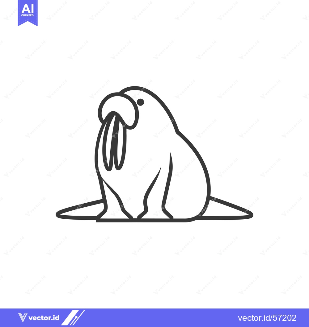 Premium Vector dari Line Drawing of a Walrus with Its Tusks Visible