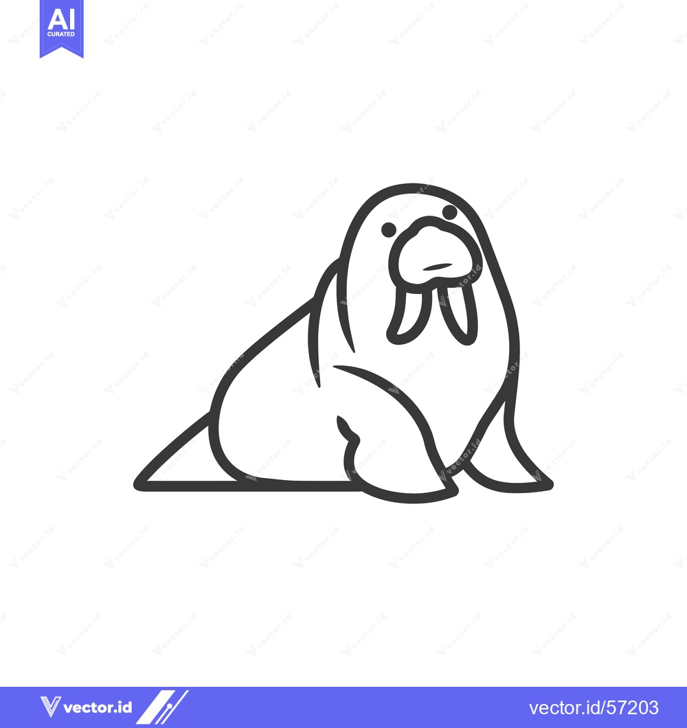 Premium Vector dari Line Drawing of a Walrus with Large Tusk