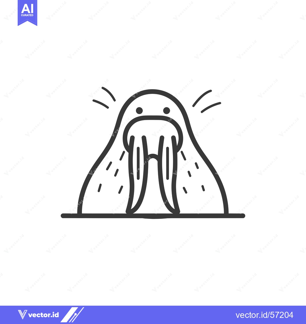 Premium Vector dari Line drawing of a walrus with large tusks