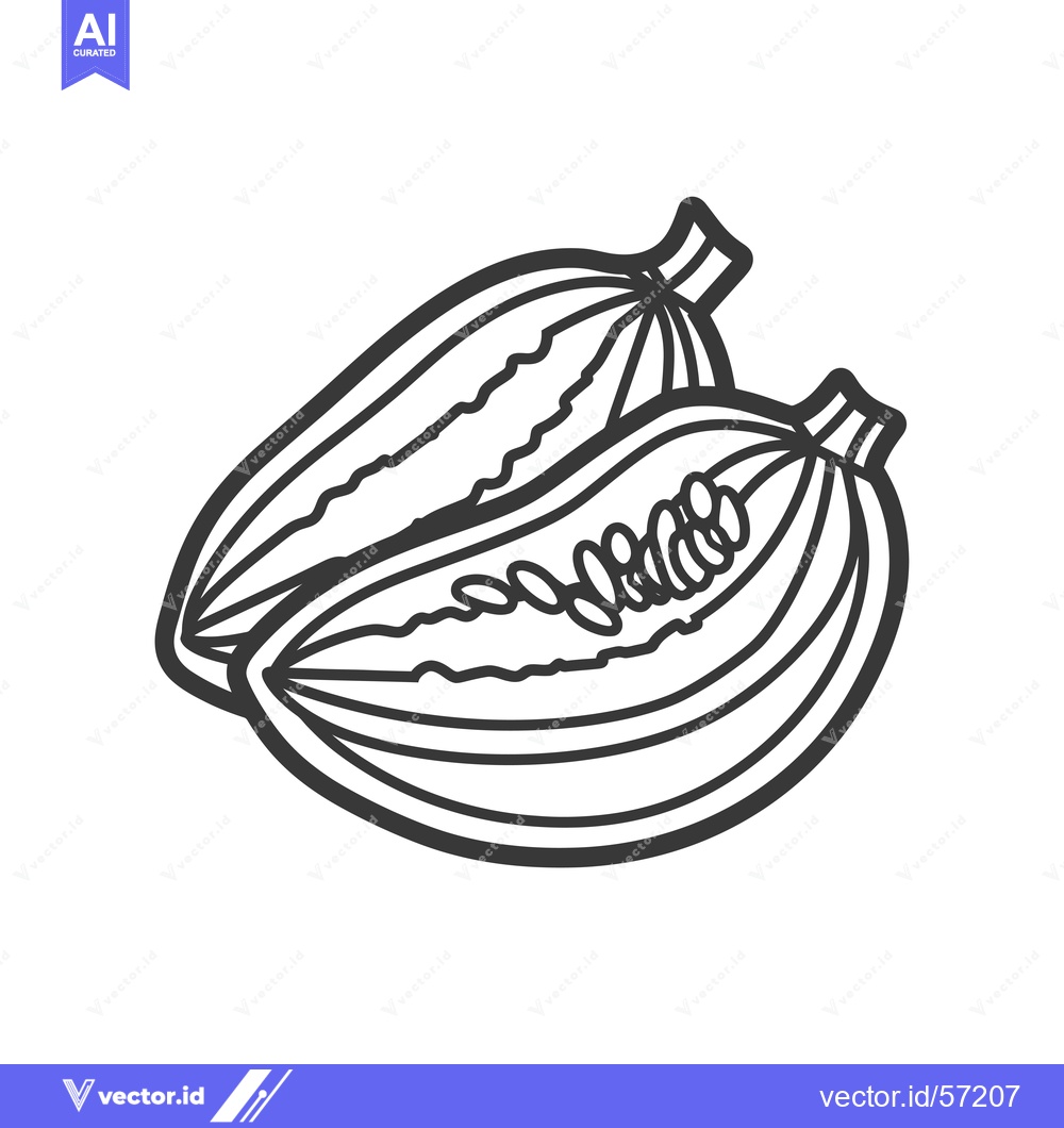Premium Vector dari Line Drawing of a Watermelon Cut in Half