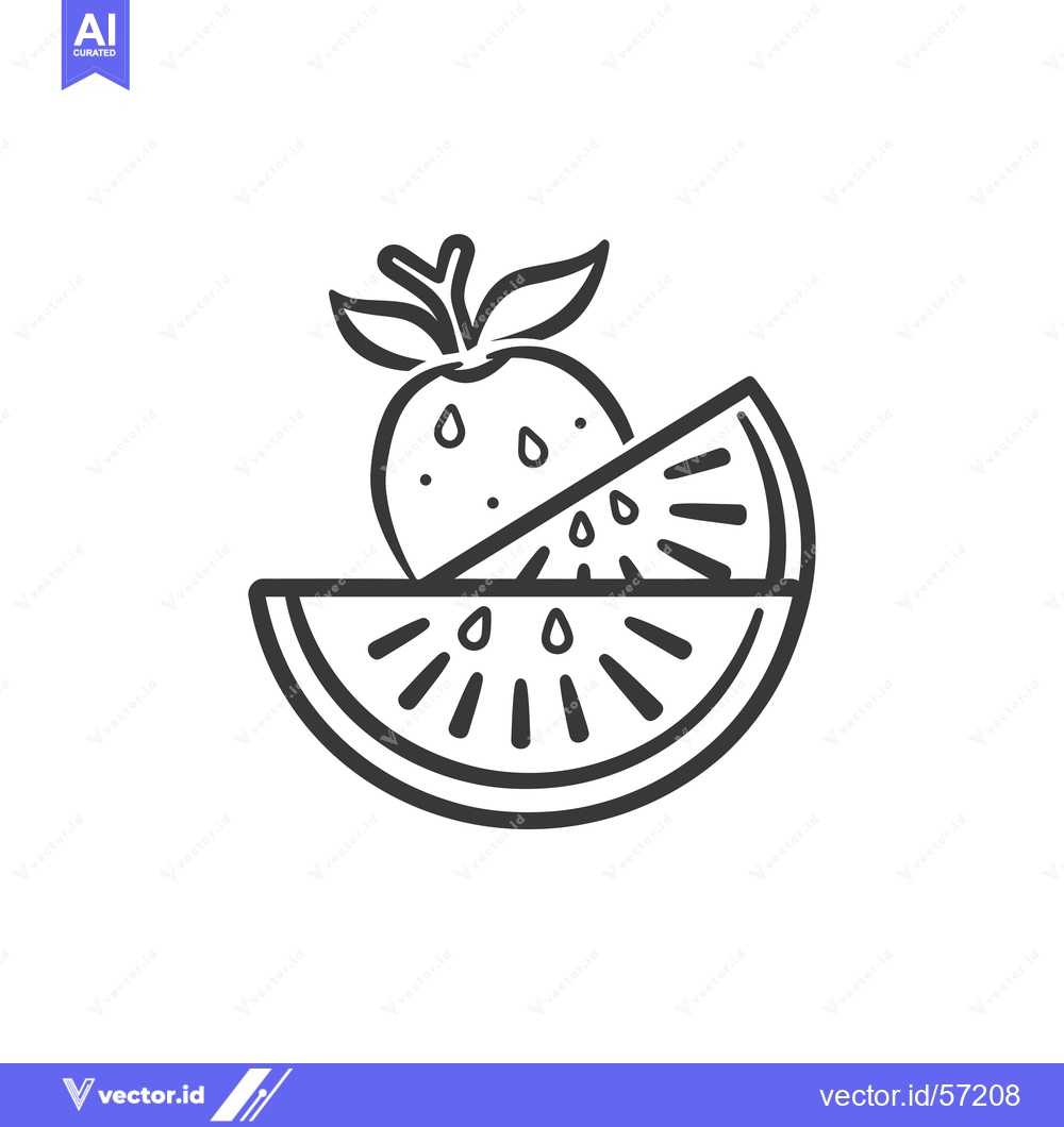 Premium Vector dari Line Drawing of a Watermelon Slice and a Whole Tomato