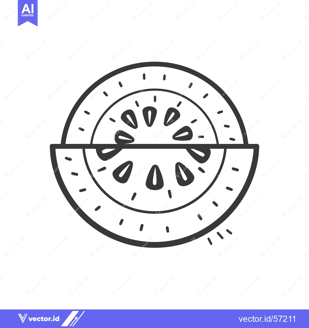 Premium Vector dari Line Drawing of a Watermelon Slice with Seeds