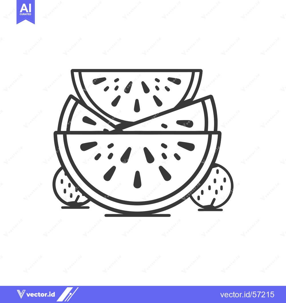 Premium Vector of Line Drawing of a Watermelon with Slices and Seeds