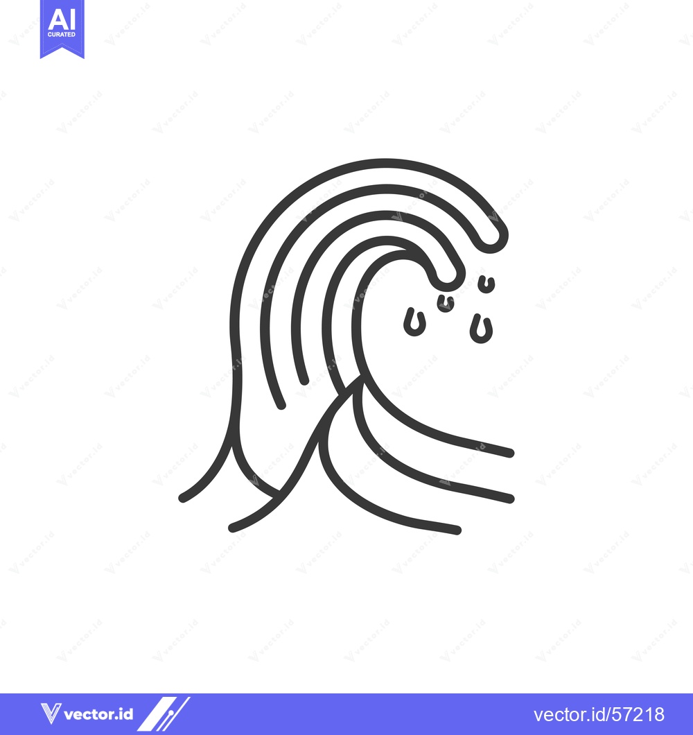 Premium Vector dari Line drawing of a wave crashing and splashing