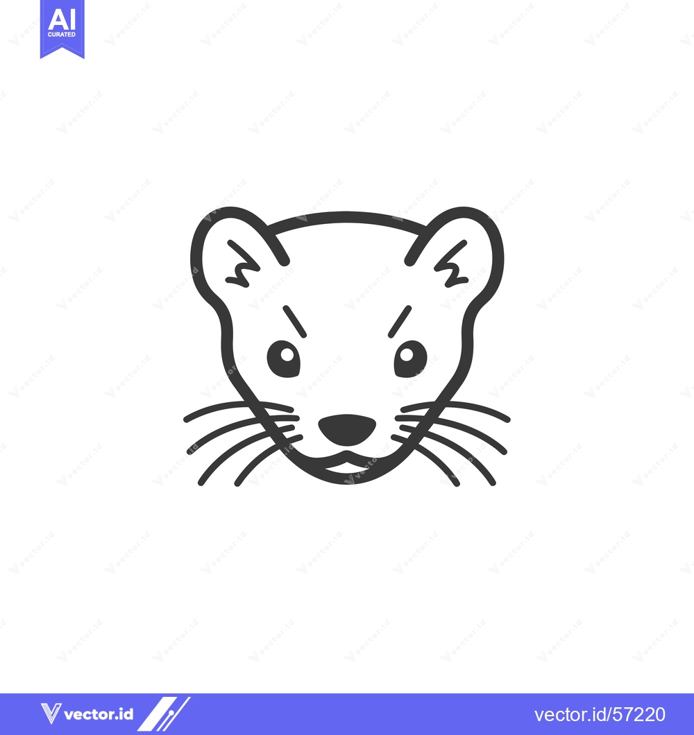 Premium Vector of Line Drawing of a Weasel's Head