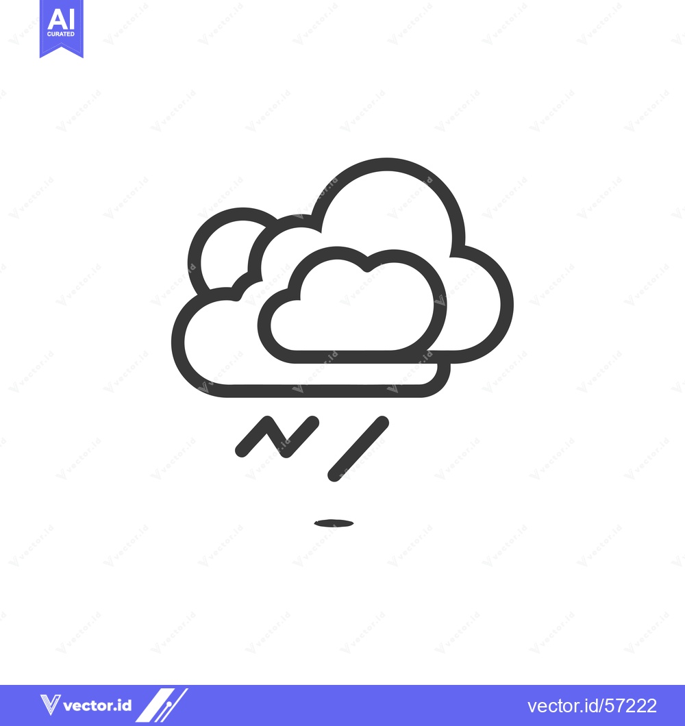 Premium Vector dari Line drawing of a weather icon depicting a storm cloud with lightning