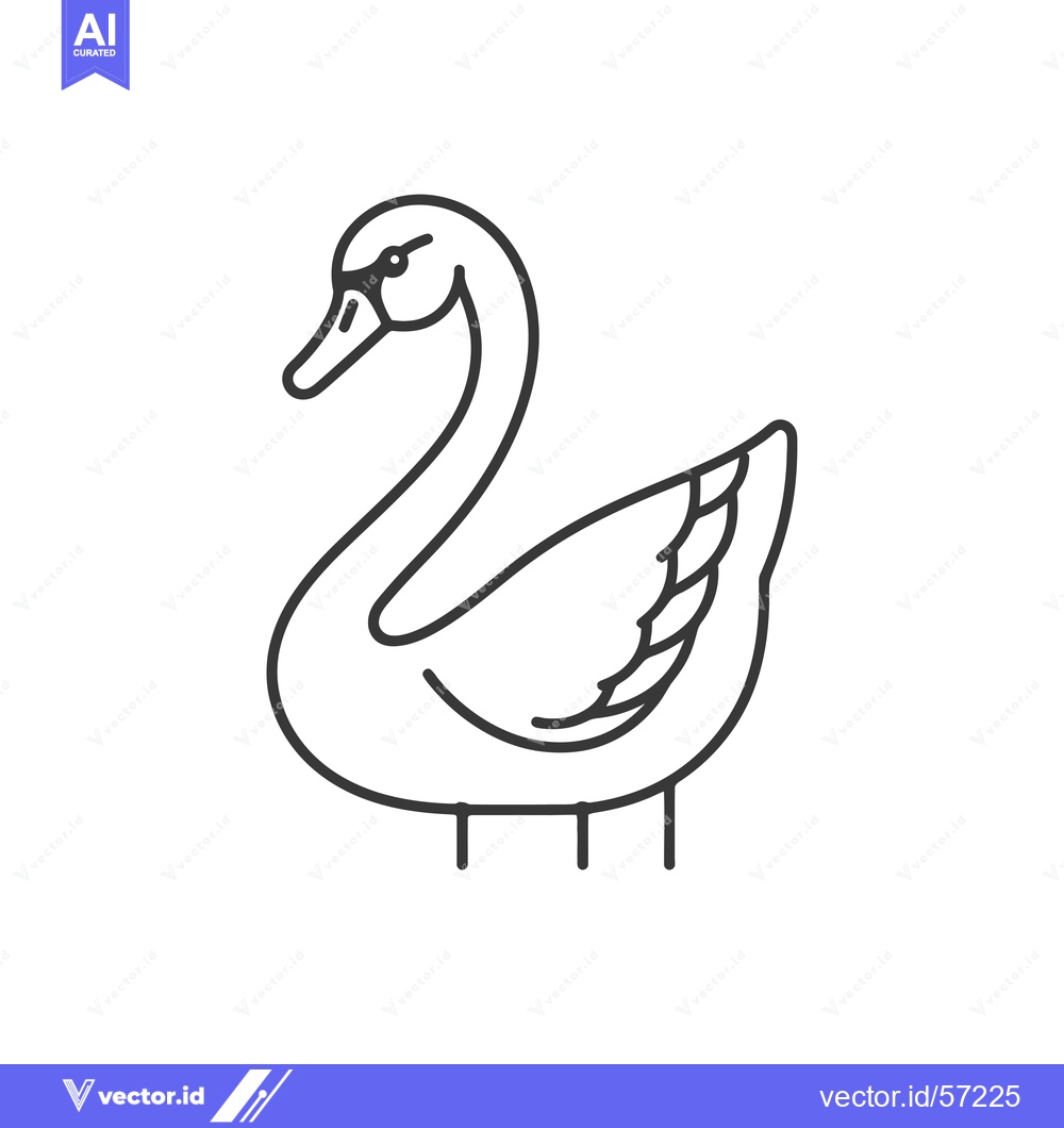 Premium Vector dari Line Drawing of a White Swan with Curved Neck