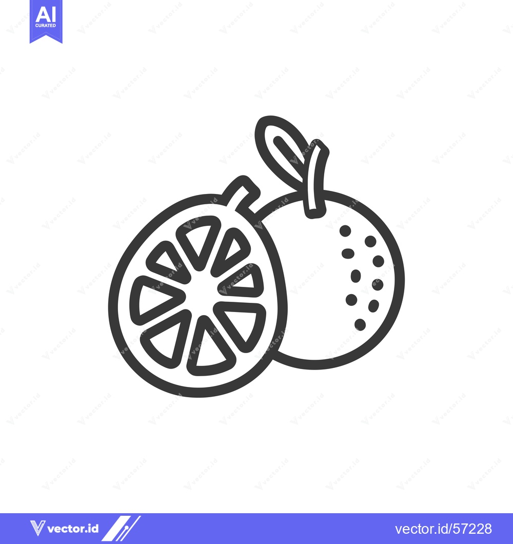 Premium Vector dari Line Drawing of a Whole and Half Orange with Leaf