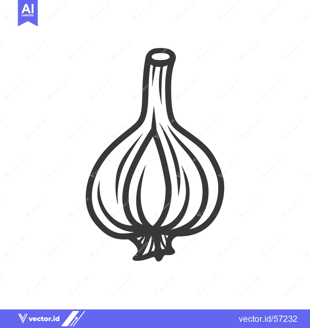 Premium Vector of Simple Line Art Illustration of a Garlic Bulb.