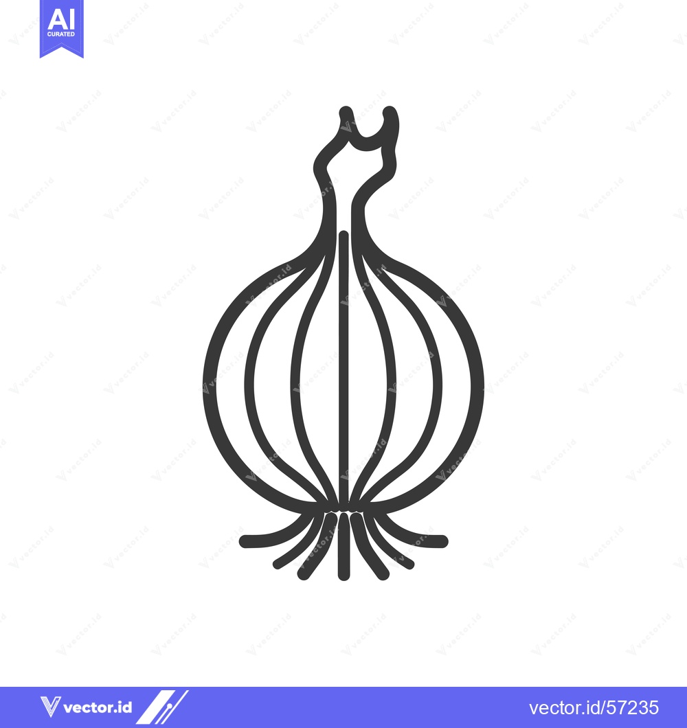 Premium Vector dari Line drawing of a whole onion with roots