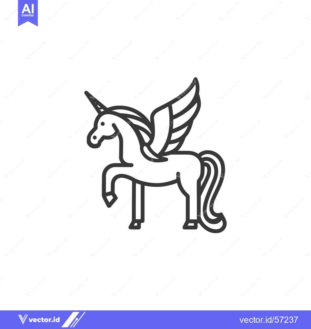 Premium Vector dari Line Drawing of a Winged Unicorn