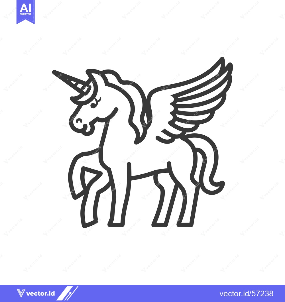 Premium Vector of Line Drawing of a Winged Unicorn