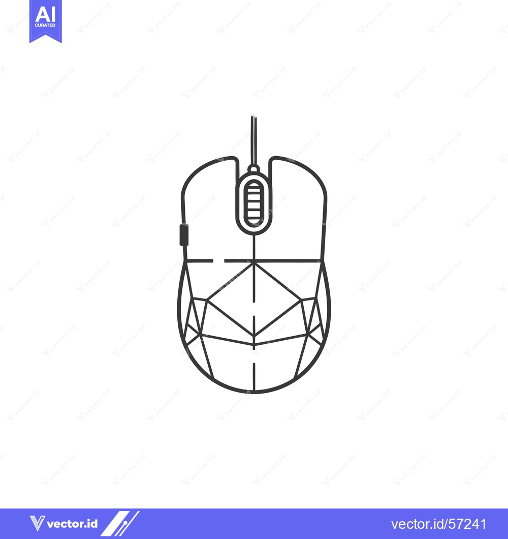 Premium Vector dari Line Drawing of a Wired Computer Mouse with a Geometric Pattern