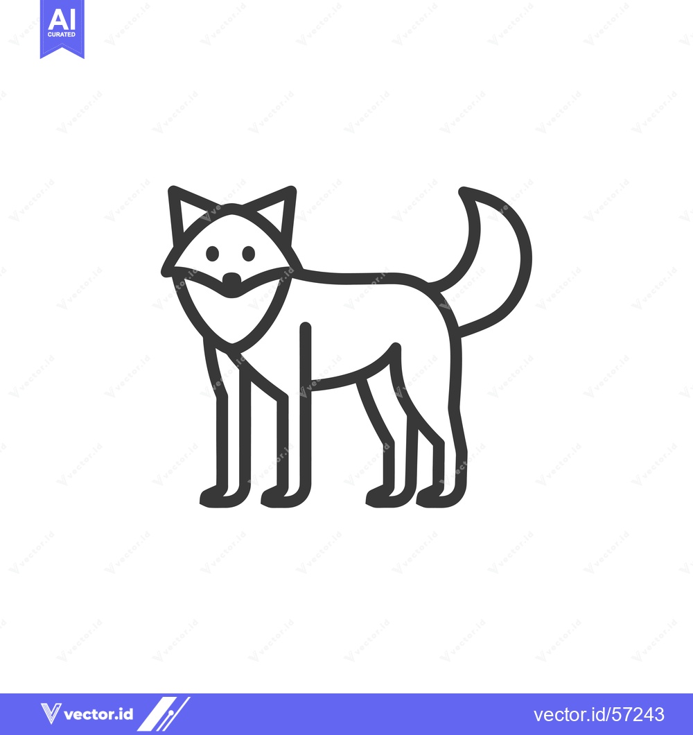 Premium Vector dari Line drawing of a wolf standing with its tail curled