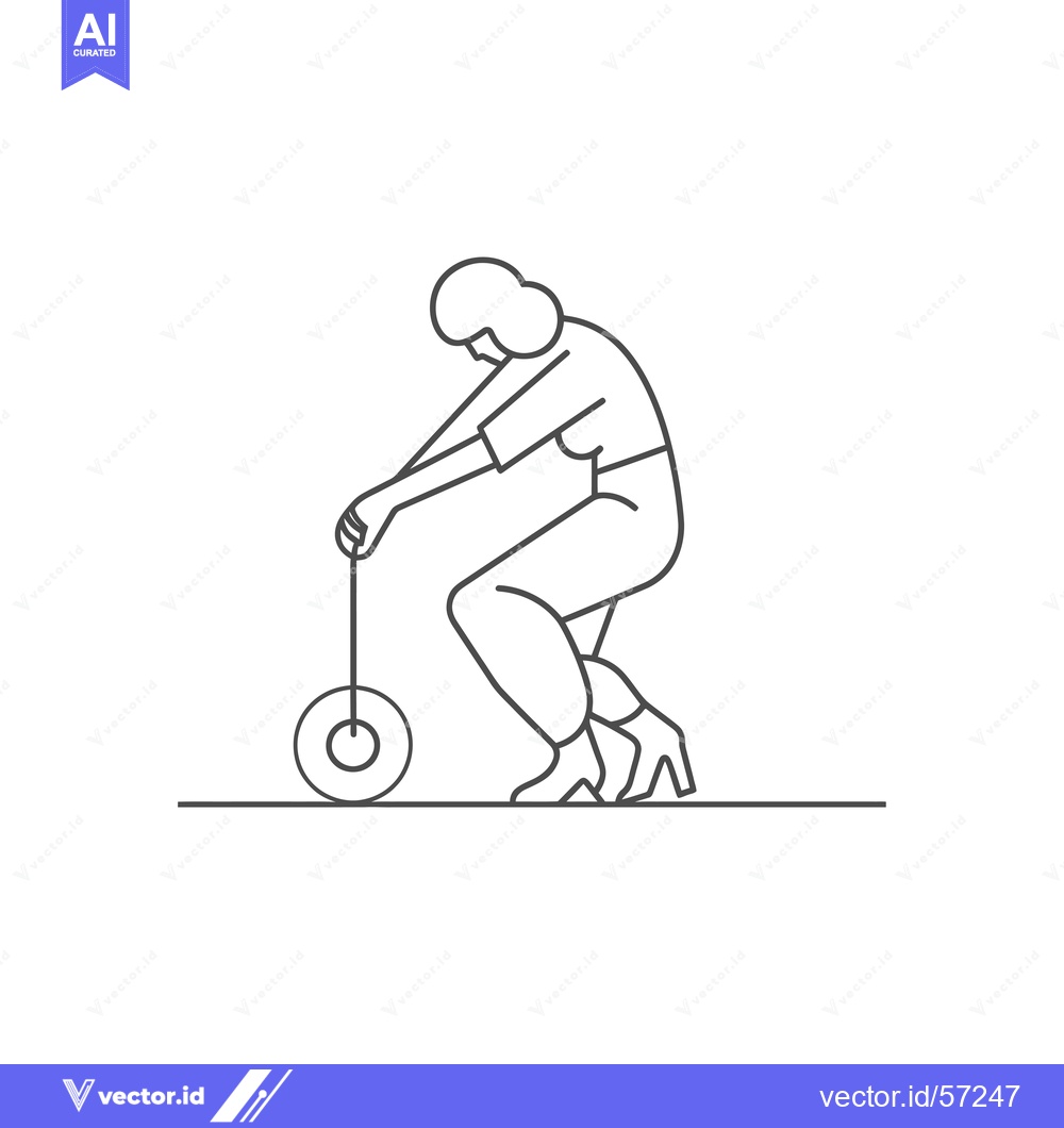 Premium Vector dari Line drawing of a woman holding a wheel