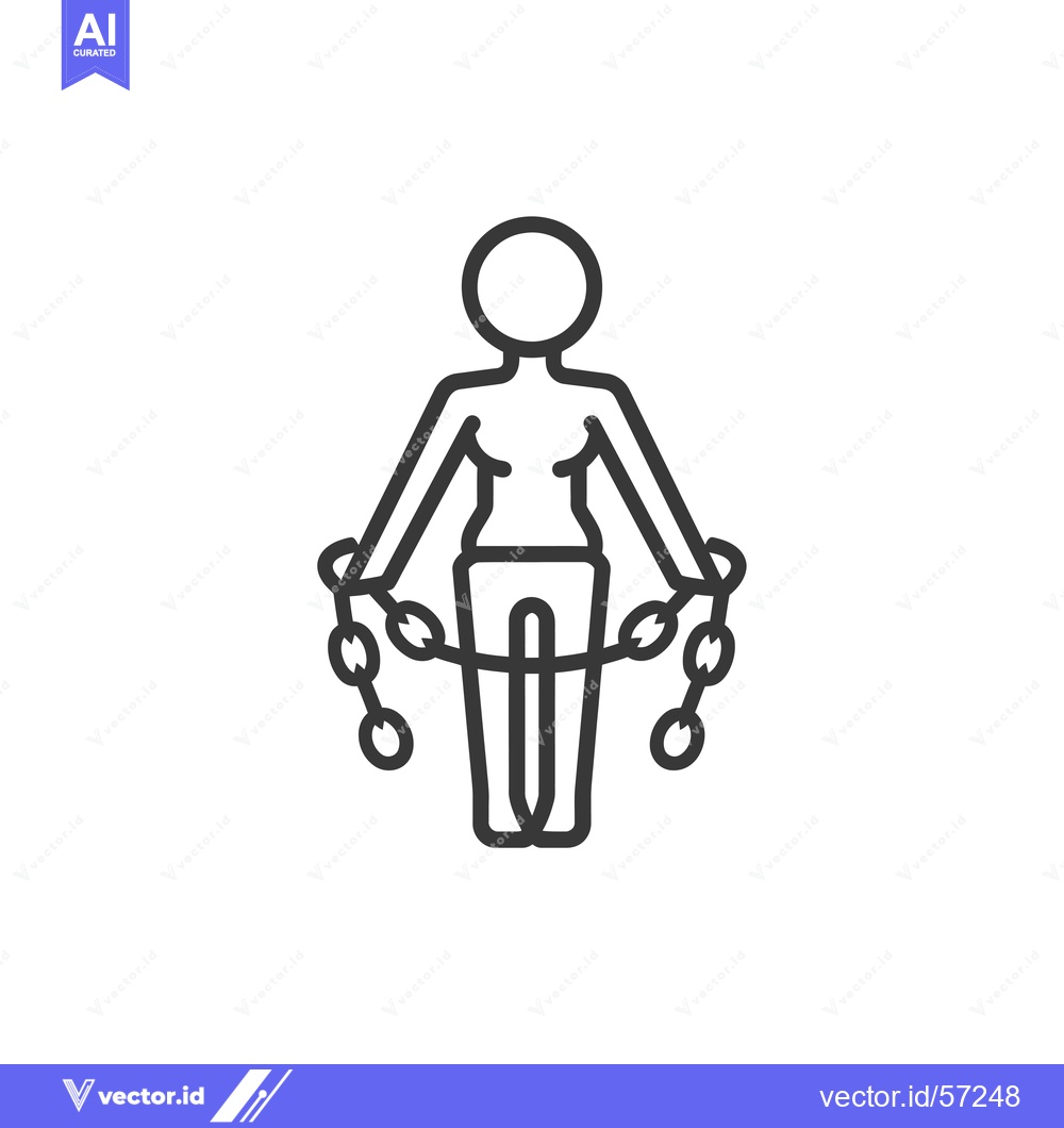 Premium Vector of Line Drawing of a Woman Holding Chains