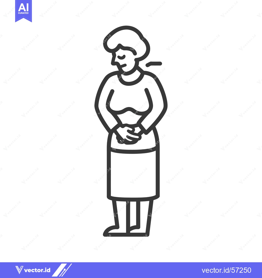 Premium Vector of Line drawing of a woman holding her stomach