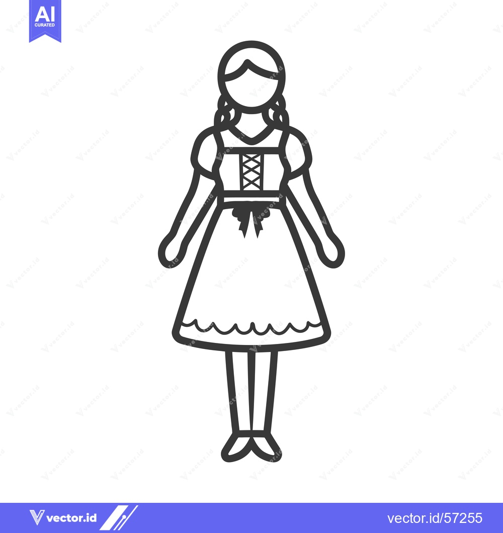 Premium Vector of Line Drawing of a Woman in a Dirndl