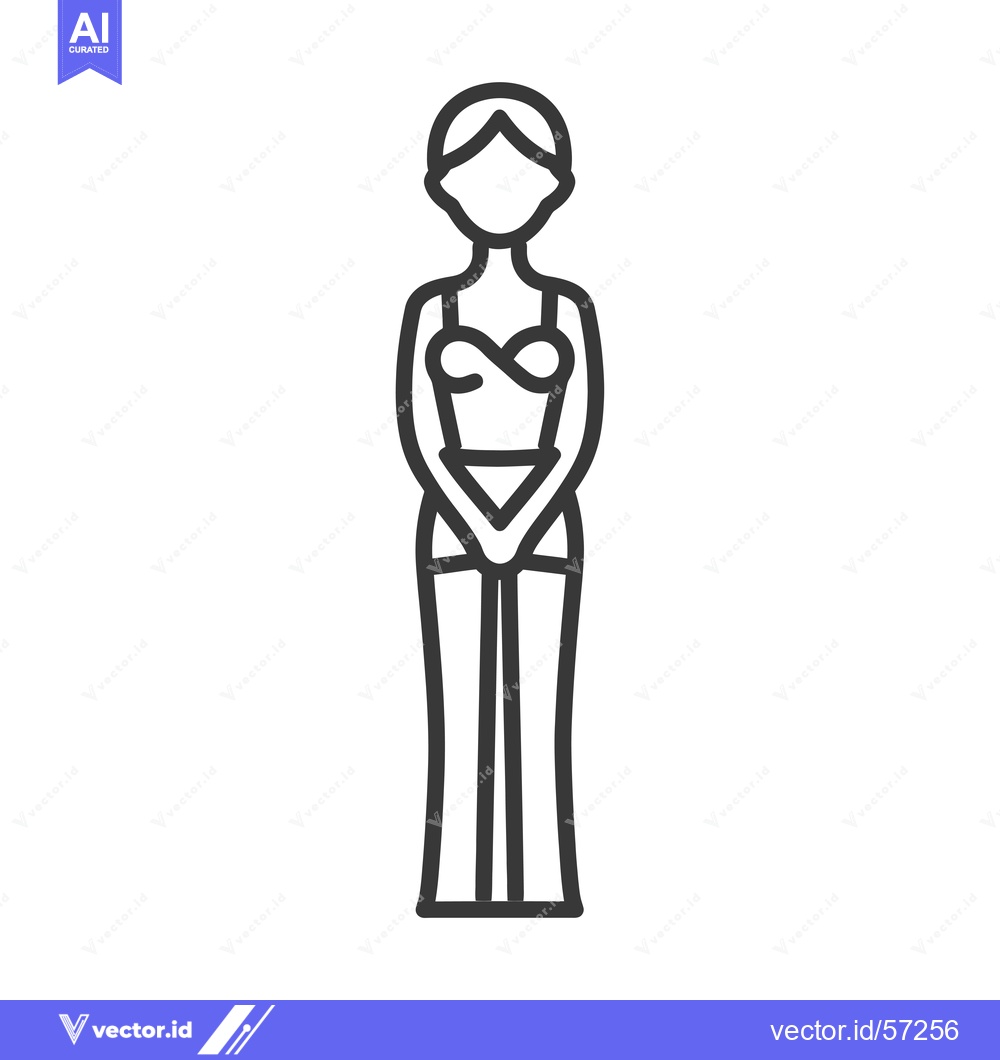 Premium Vector dari Line drawing of a woman in a formal dress