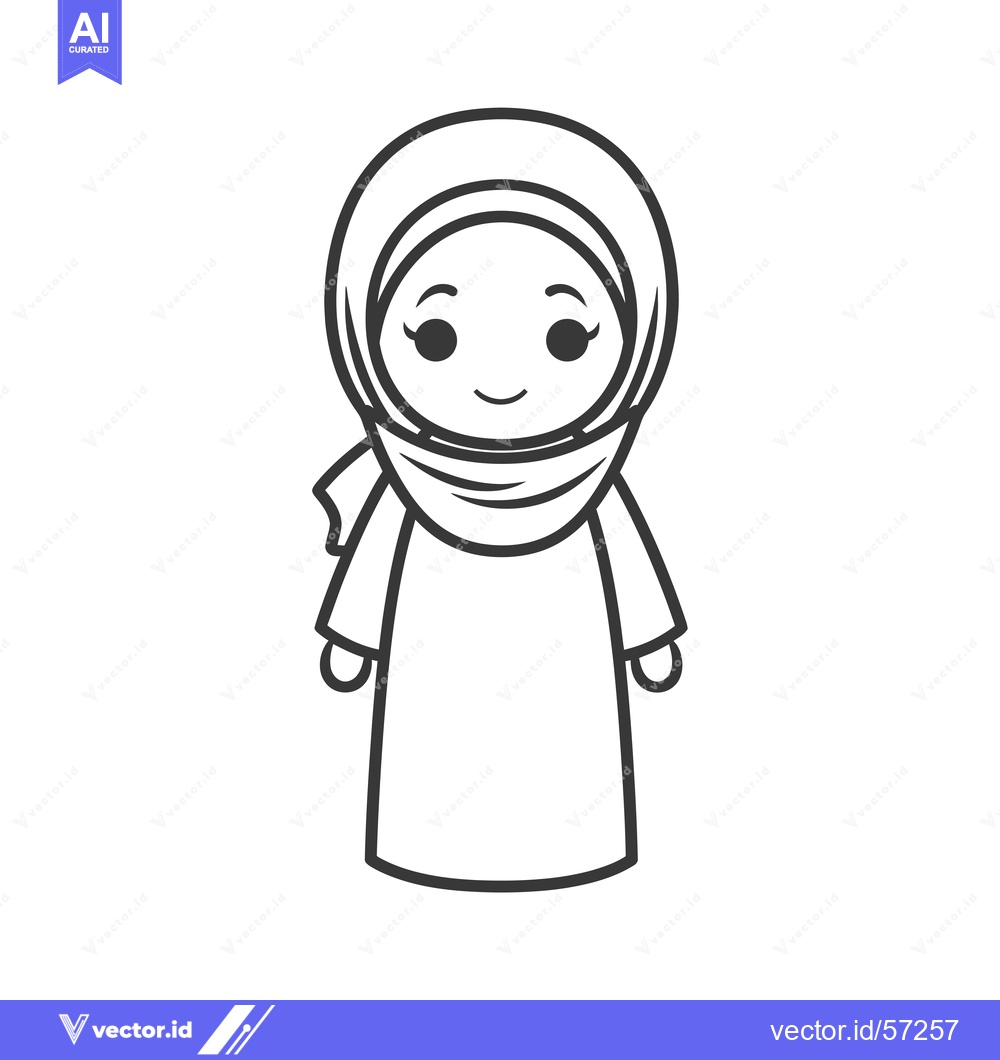 Premium Vector dari Line Drawing of a Woman in a Hijab