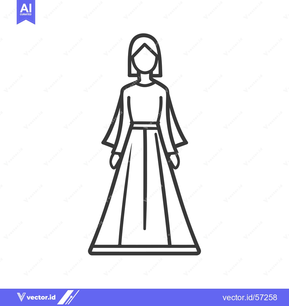 Premium Vector dari Line drawing of a woman in a long dress