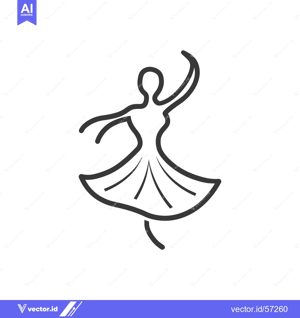 Premium Vector dari Line drawing of a woman in a long dress dancing