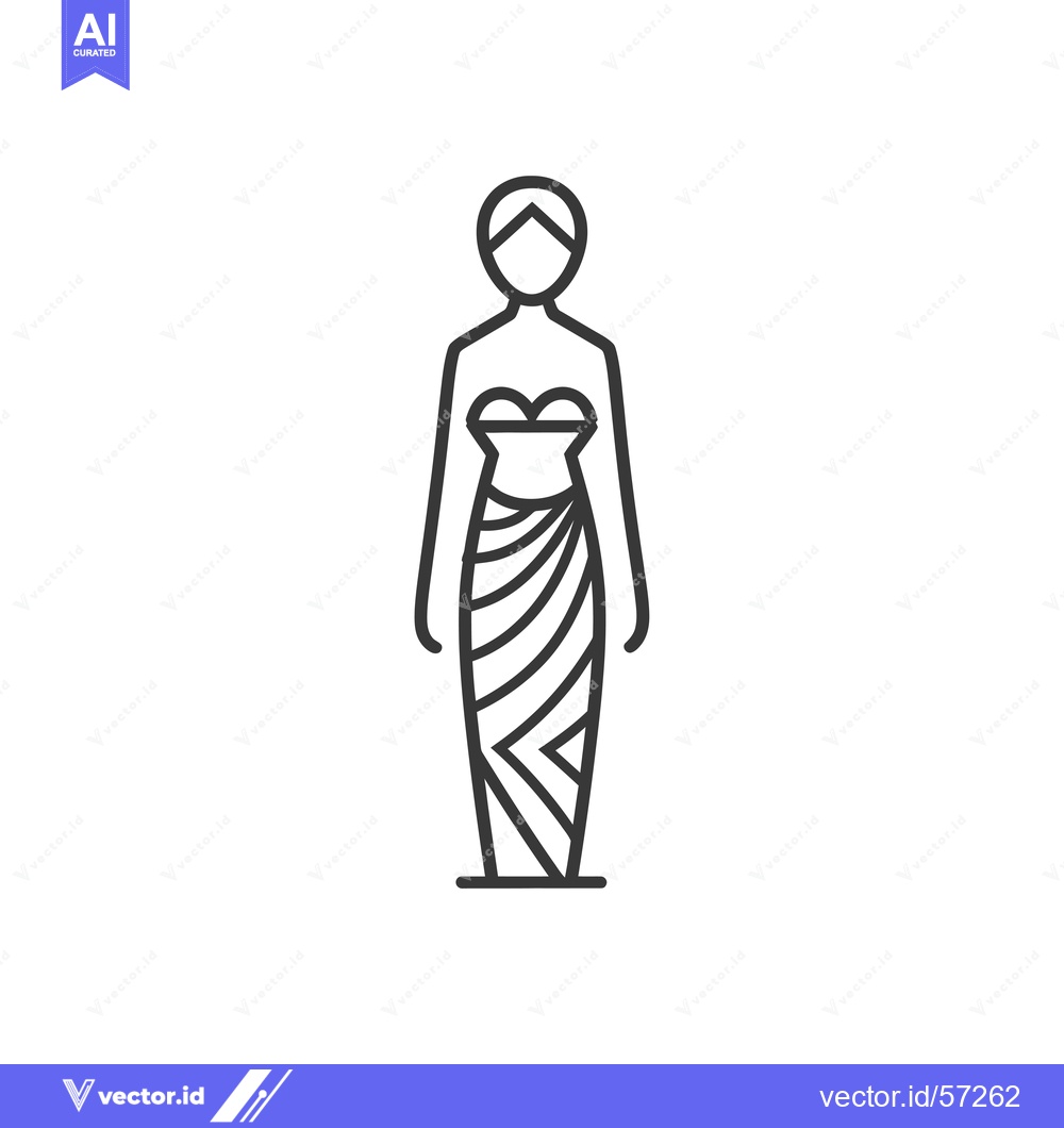 Premium Vector dari Line drawing of a woman in a patterned dress