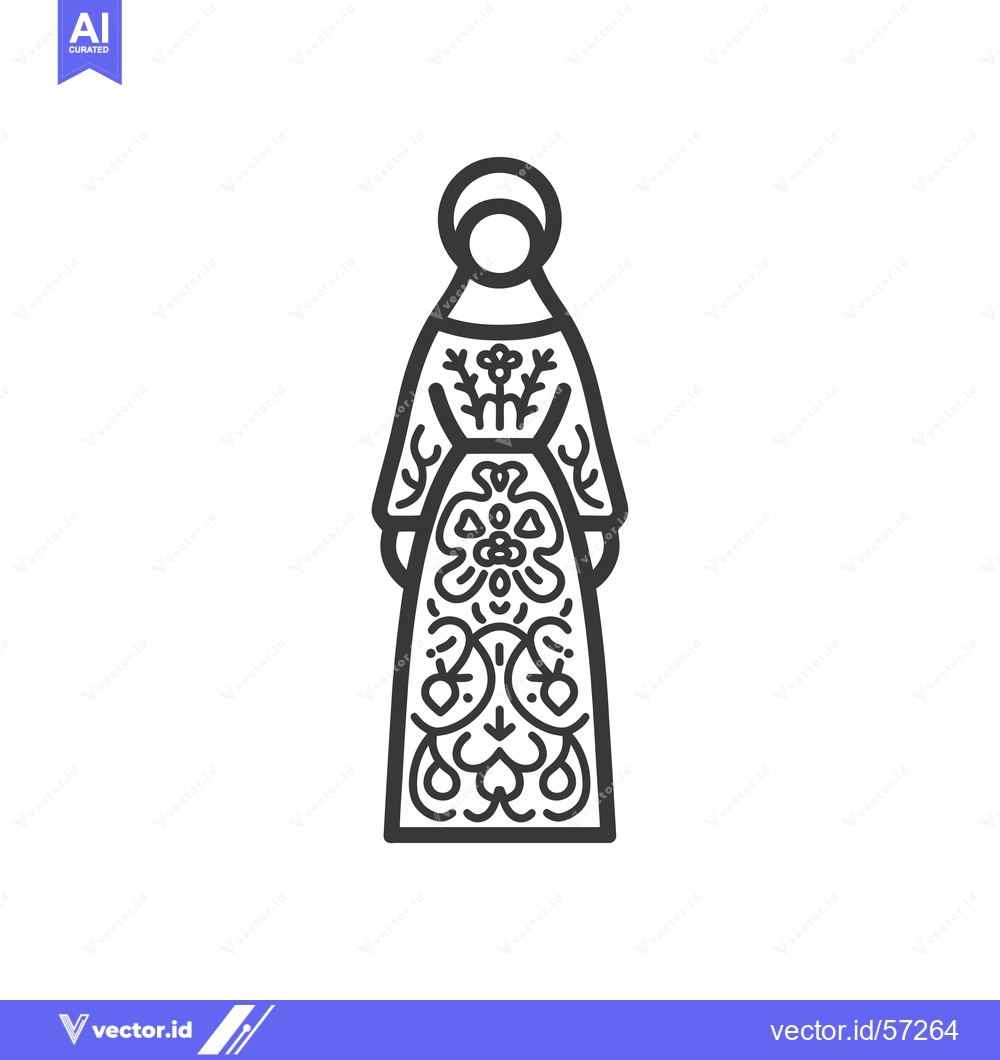 Premium Vector dari Line Drawing of a Woman in a Traditional Dress