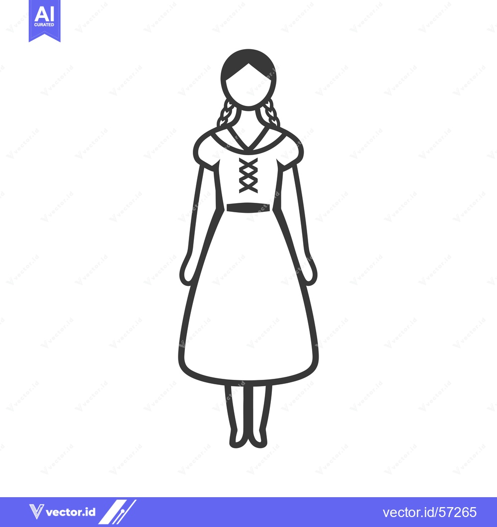 Premium Vector dari Line Drawing of a Woman in a Traditional Dress with Braids