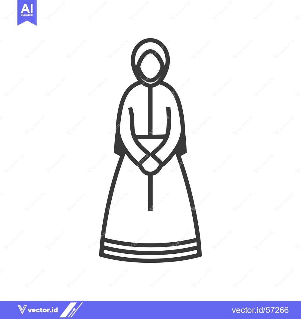 Premium Vector dari Line drawing of a woman in a traditional headscarf and dress