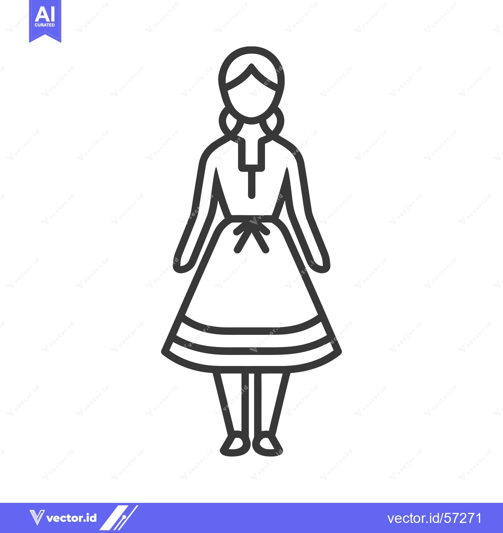 Premium Vector dari Line Drawing of a Woman in Traditional Dress