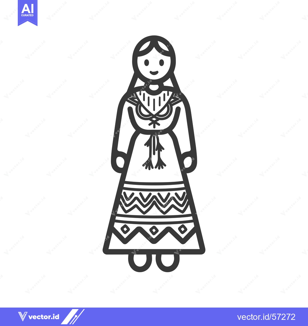 Premium Vector of Line Drawing of a Woman in Traditional Dress