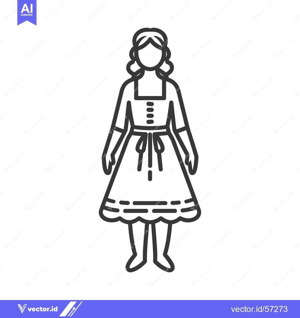 Premium Vector dari Line drawing of a woman in traditional German clothing