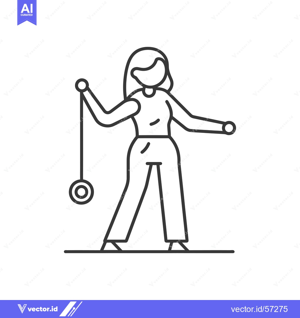 Premium Vector dari Line drawing of a woman playing with a yo-yo