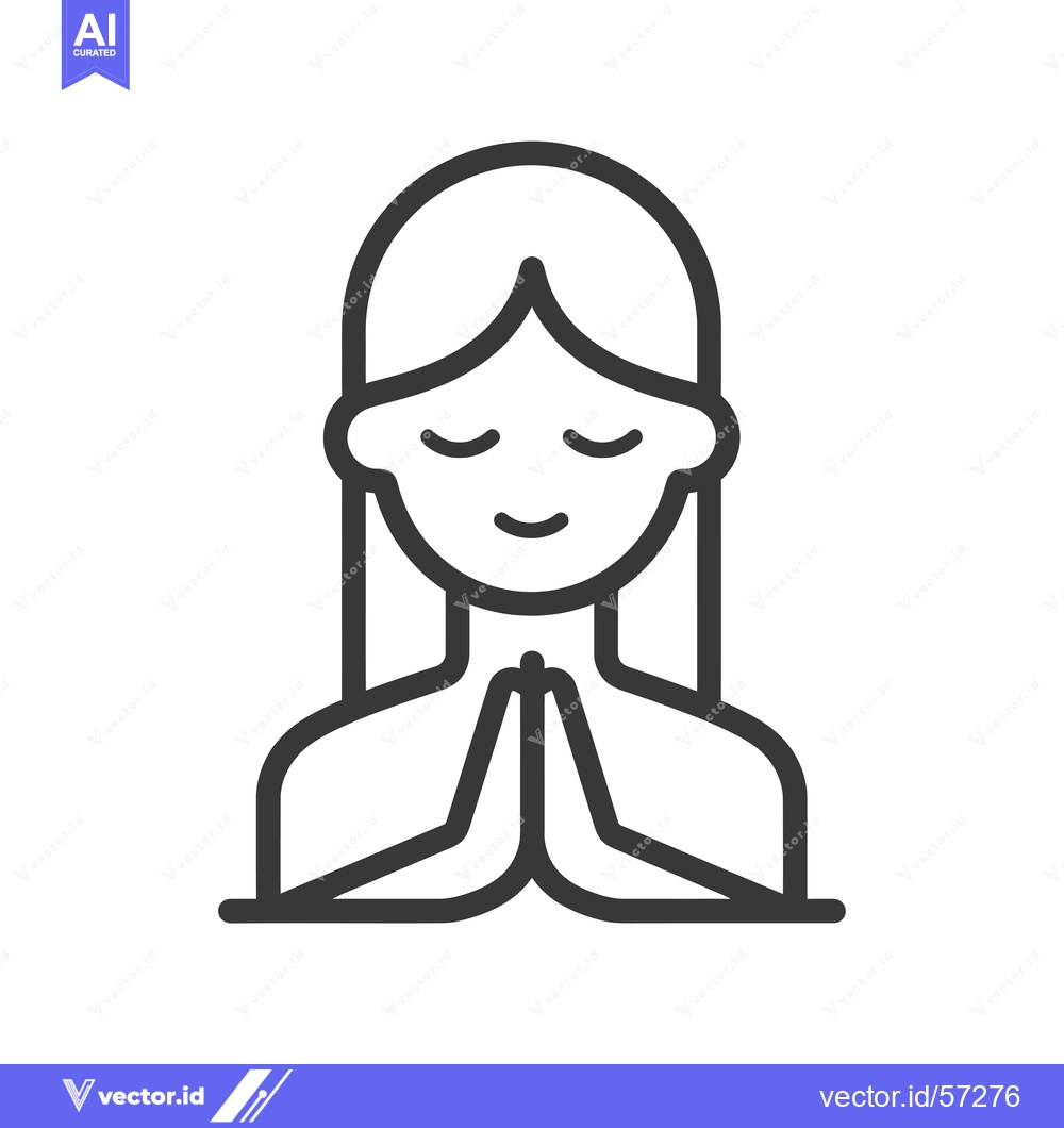 Premium Vector of Line Drawing of a Woman Praying with Her Hands Together