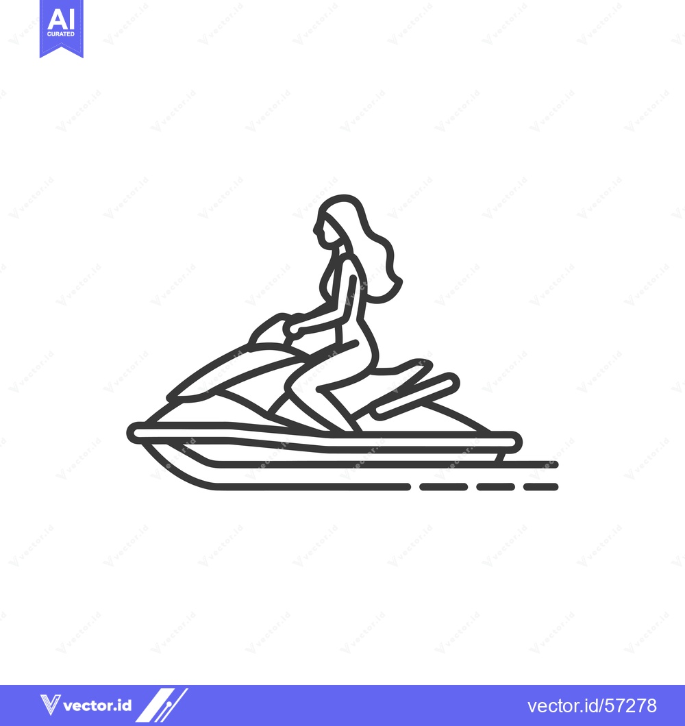 Premium Vector dari Line Drawing of a Woman Riding a Jet Ski