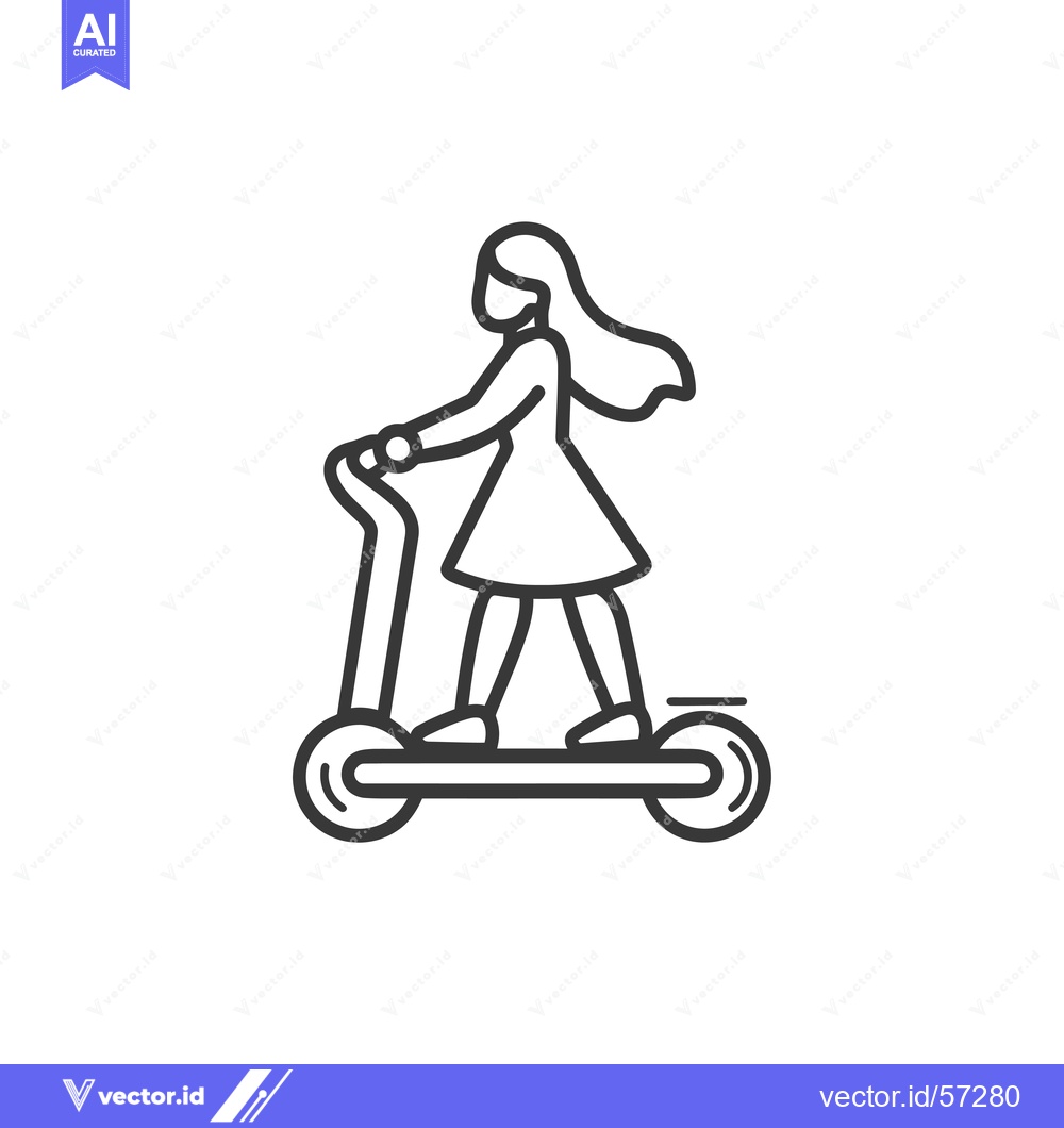 Premium Vector dari Line drawing of a woman riding an electric scooter