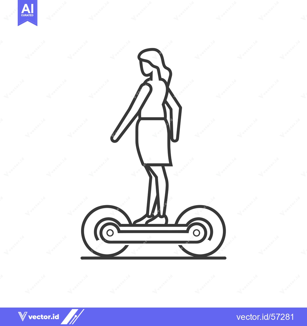 Premium Vector of Line Drawing of a Woman Riding a Self-Balancing Electric Scooter