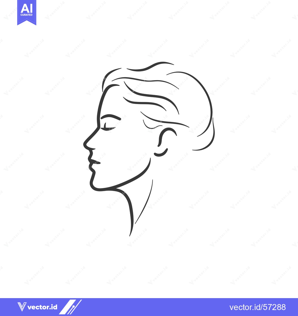 Premium Vector of Line Drawing of a Woman's Face in Profile
