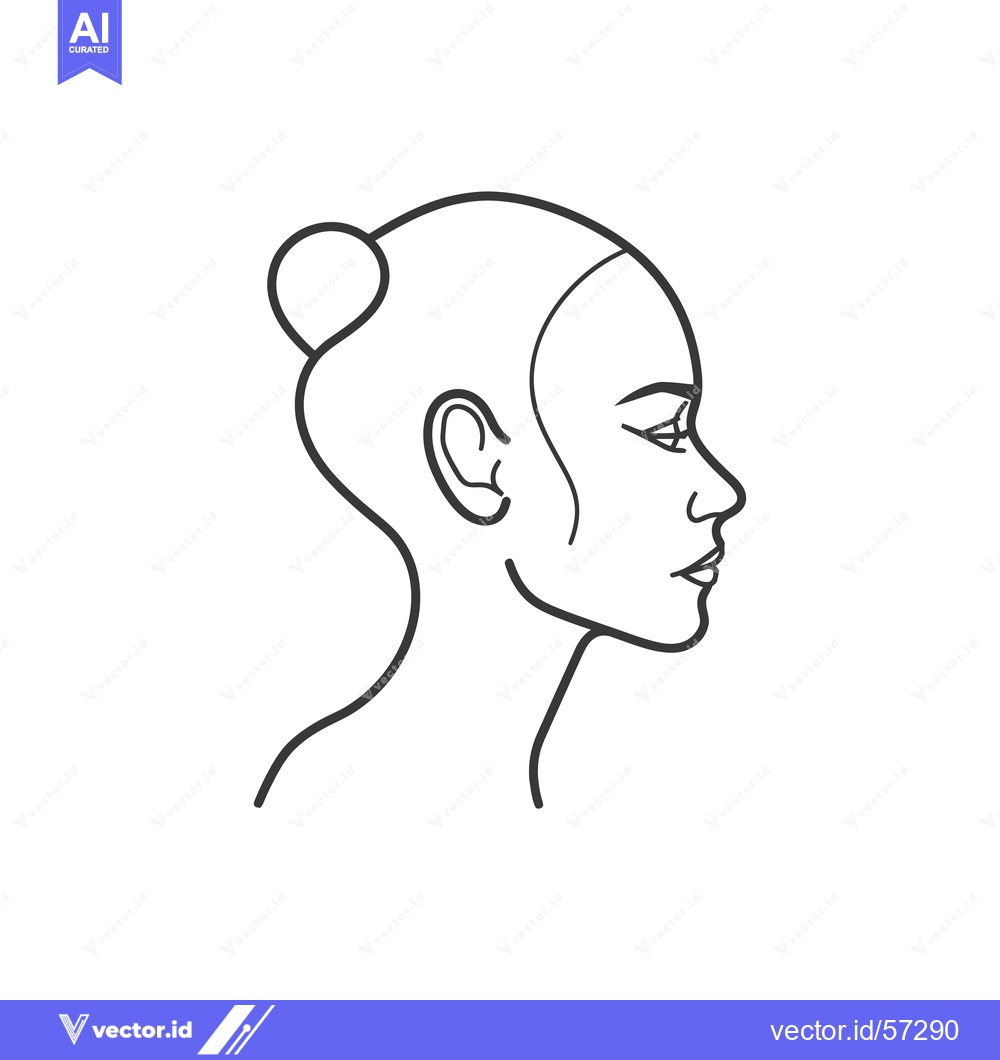 Premium Vector of Line drawing of a woman's face in profile with hair pulled back