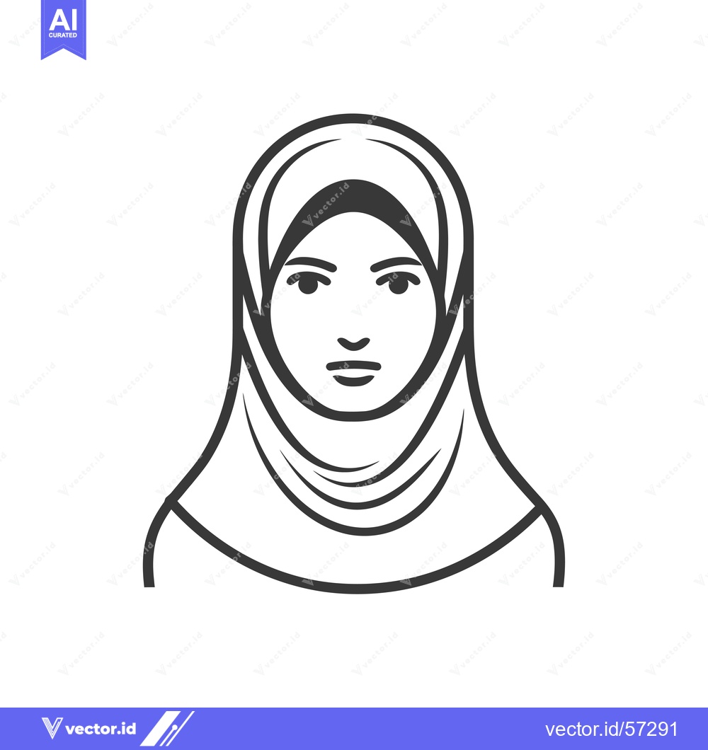 Premium Vector of Line drawing of a woman's face wearing a headscarf