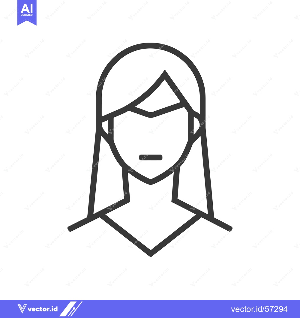 Premium Vector dari Line Drawing of a Woman's Face with Straight Hair