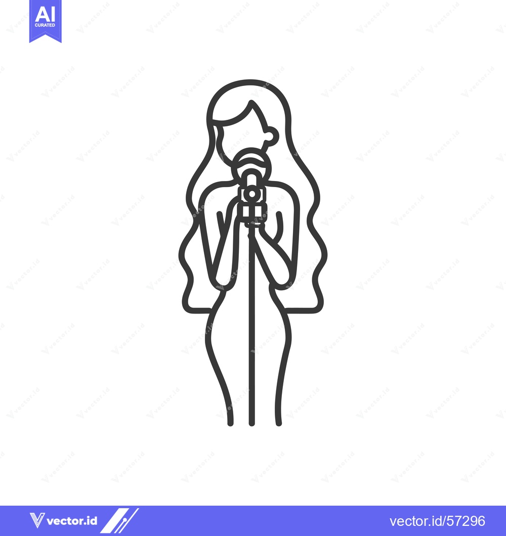 Premium Vector dari Line drawing of a woman singing into a microphone