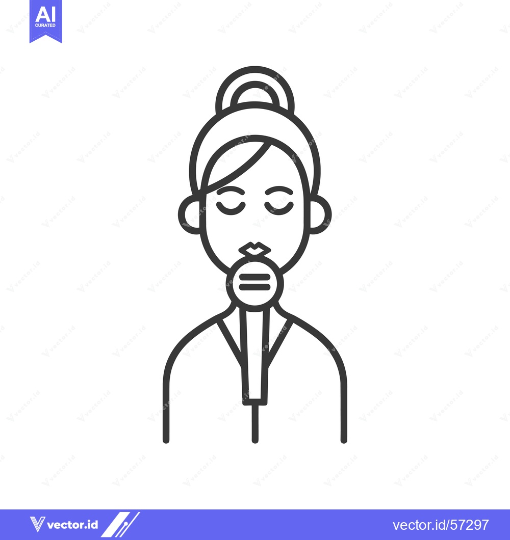 Premium Vector dari Line drawing of a woman singing into a microphone