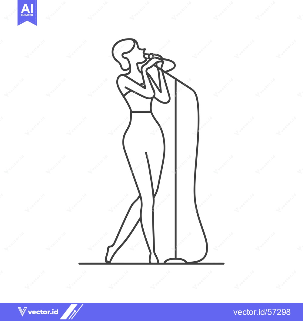 Premium Vector dari Line Drawing of a Woman Singing into a Microphone