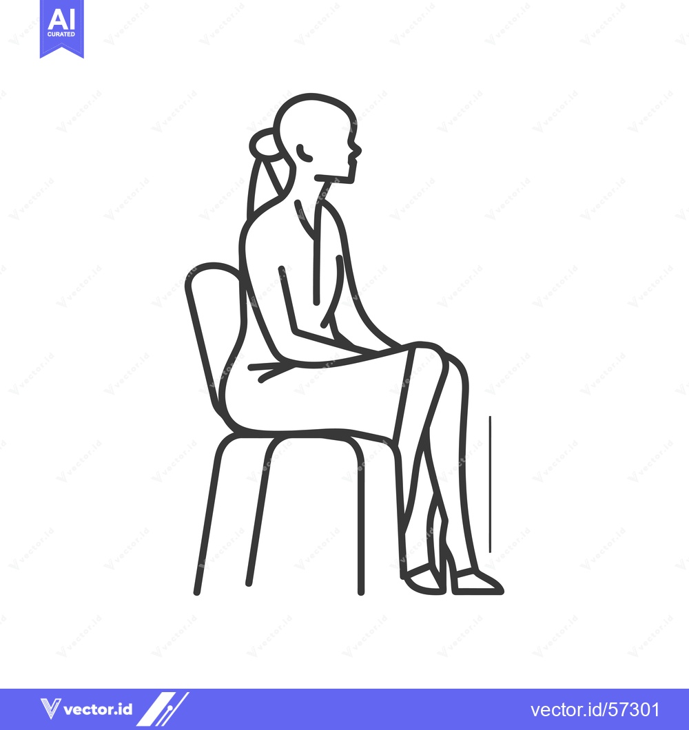 Premium Vector of Line Drawing of a Woman Sitting on a Chair