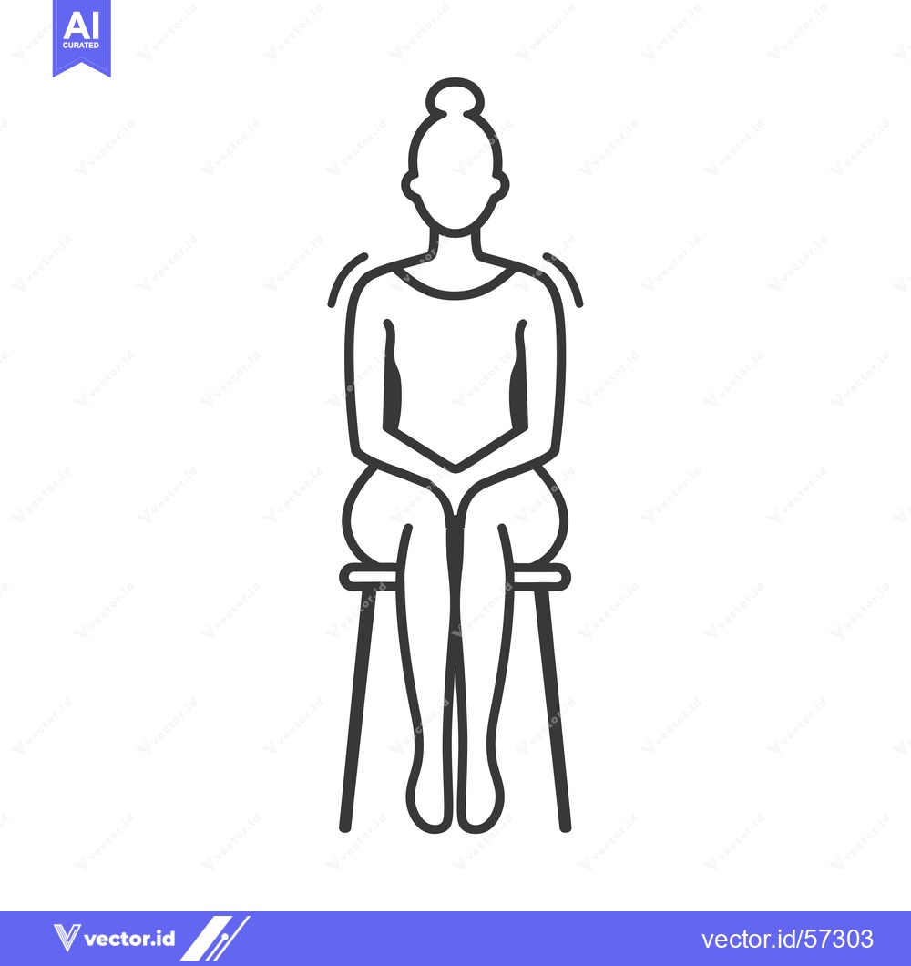 Premium Vector dari Line Drawing of a Woman Sitting on a Stool