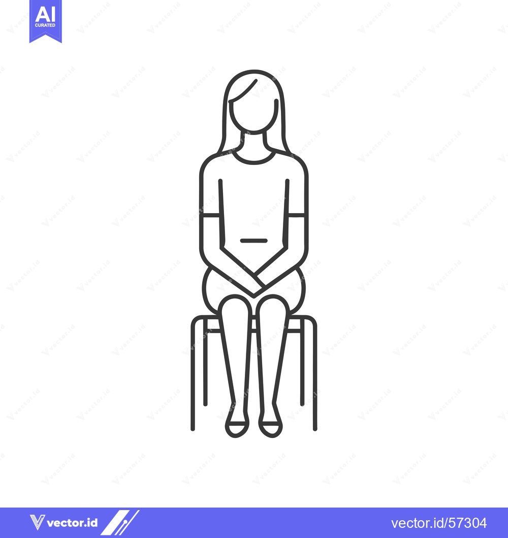 Premium Vector dari Line drawing of a woman sitting on a stool