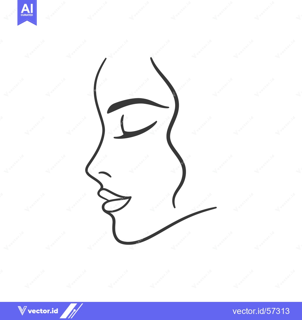 Premium Vector dari Line Drawing of a Woman's Profile with Closed Eyes